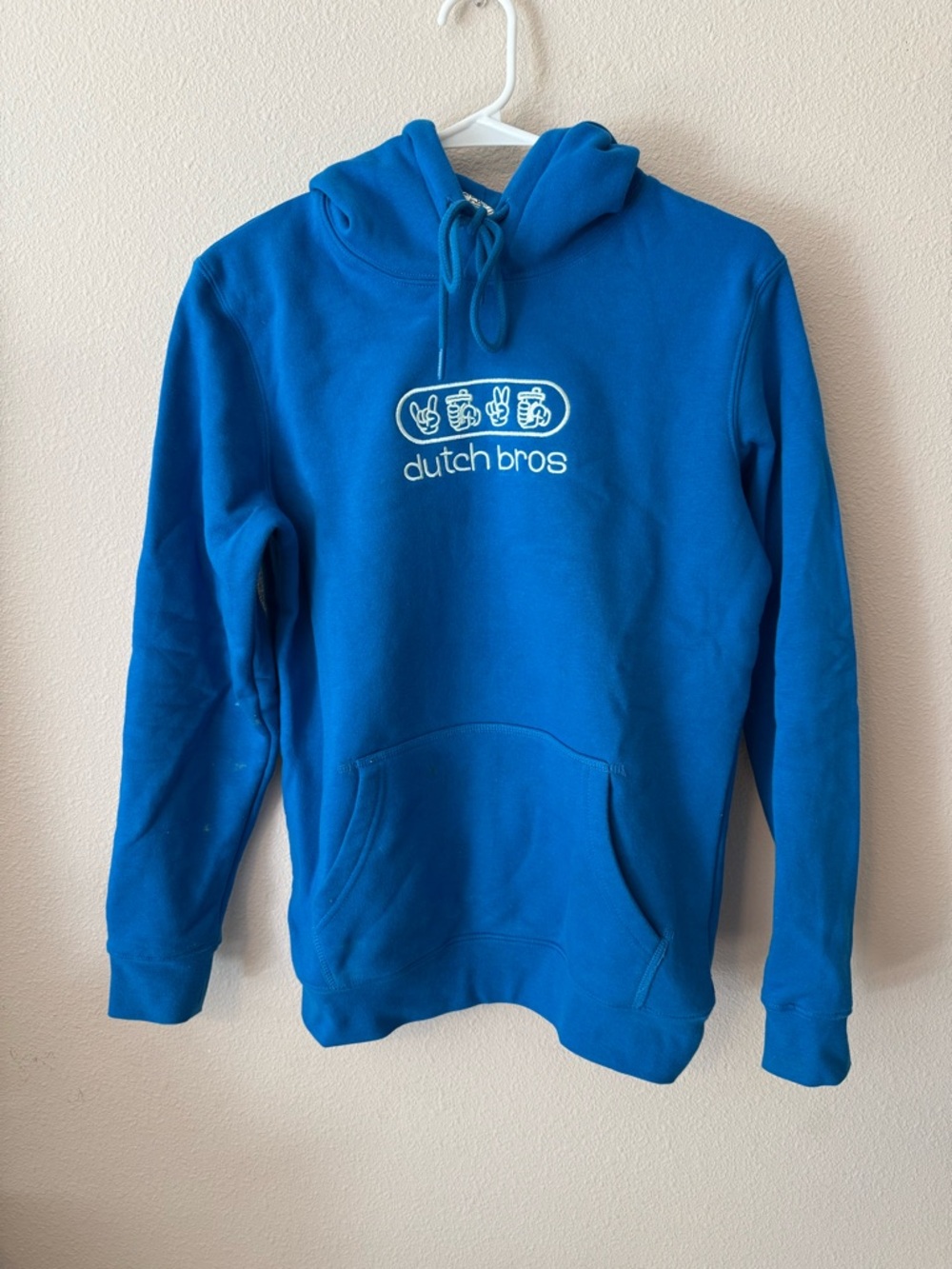 Dutch Bros Bright Blue Pullover Hoodie with Logo